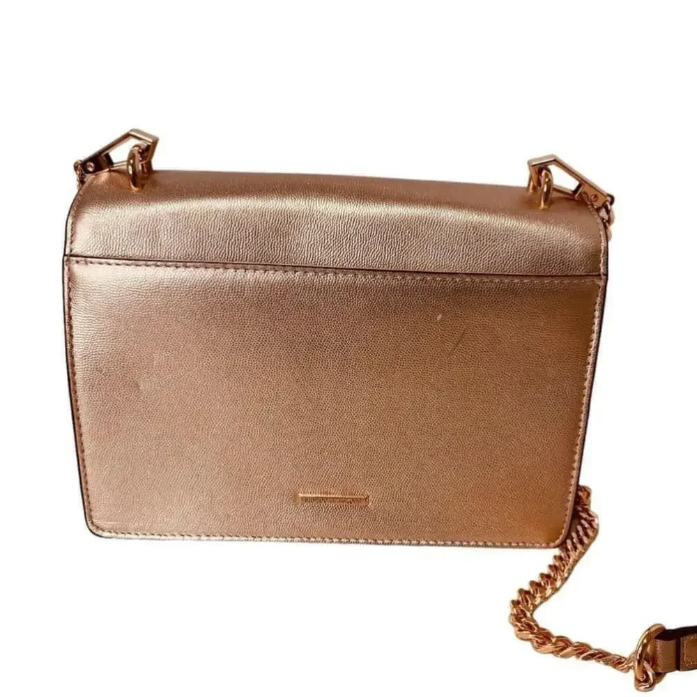 Rebecca Minkoff ‘christy’ Metallic Leather Shoulder Bag in rose gold